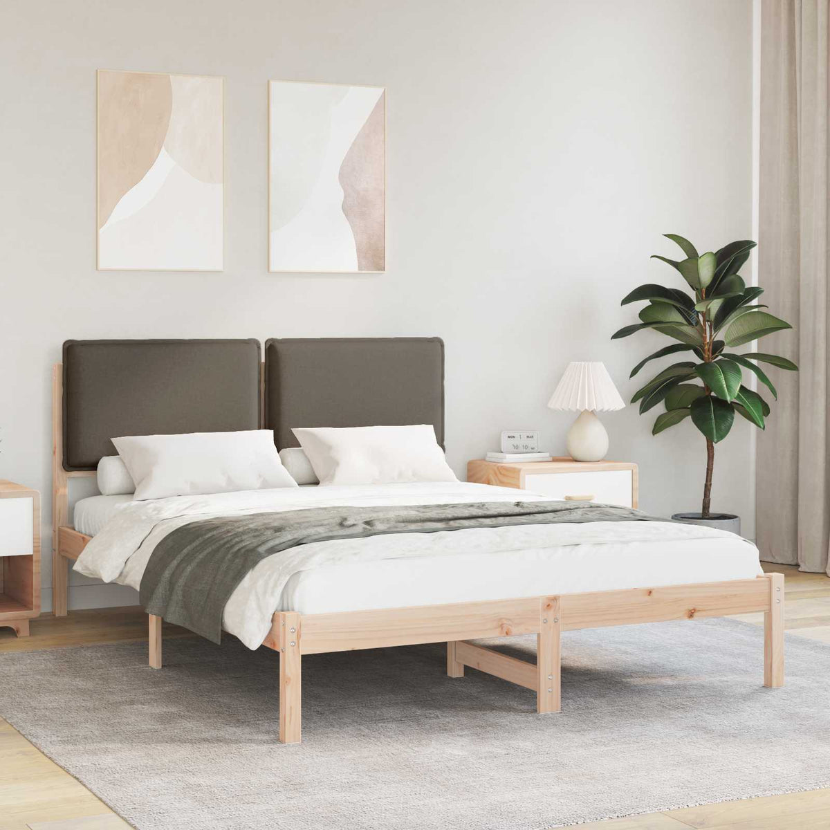 Bedframe met Gevoerd Hoofdgedeelte Taupe 120 x 190 cm is nu te koop bij PeponiXL, paradijselijk wonen!