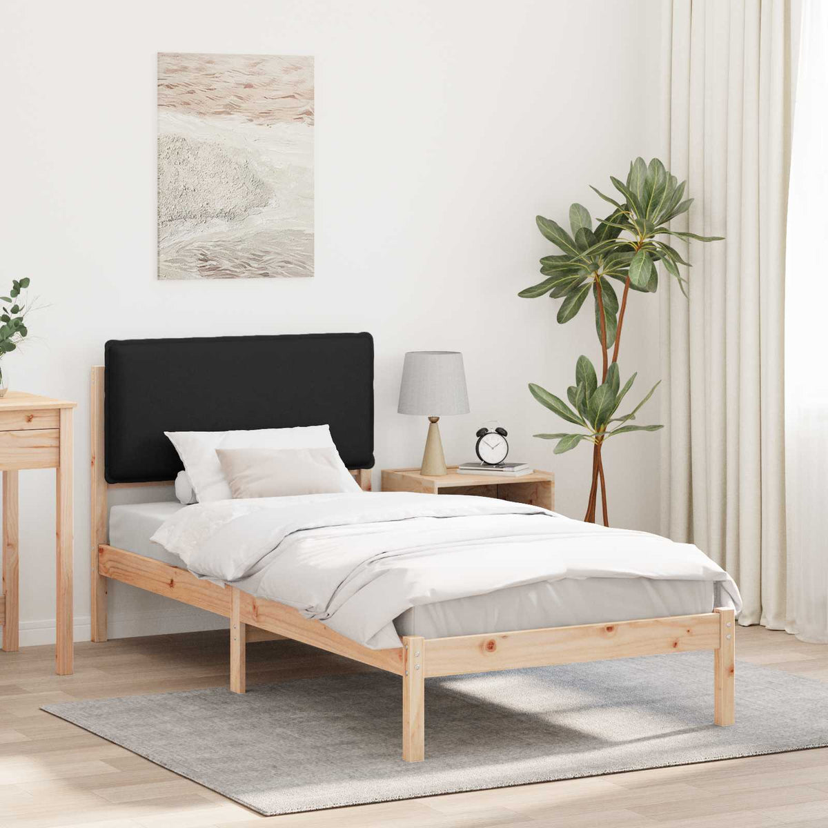 Bedframe met Gevoerd Hoofdgedeelte Zwart 100 x 200 cm is nu te koop bij PeponiXL, paradijselijk wonen!