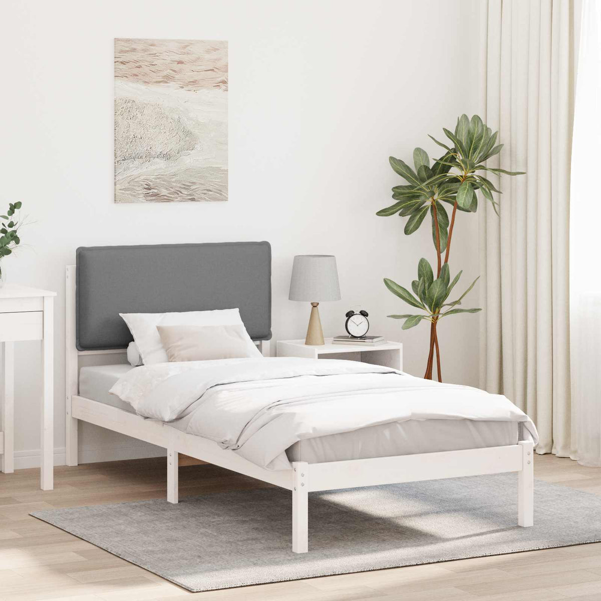 Bedframe met Gevoerd Hoofdgedeelte Lichtgrijs 75 x 190 cm is nu te koop bij PeponiXL, paradijselijk wonen!