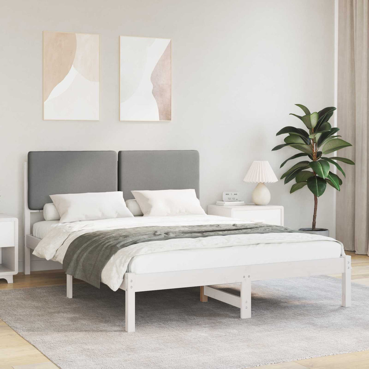 Bedframe met Gevoerd Hoofdgedeelte Lichtgrijs 150 x 200 cm is nu te koop bij PeponiXL, paradijselijk wonen!