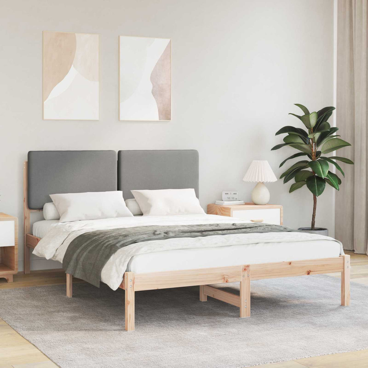 Bedframe met Gevoerd Hoofdgedeelte Lichtgrijs 140 x 200 cm is nu te koop bij PeponiXL, paradijselijk wonen!