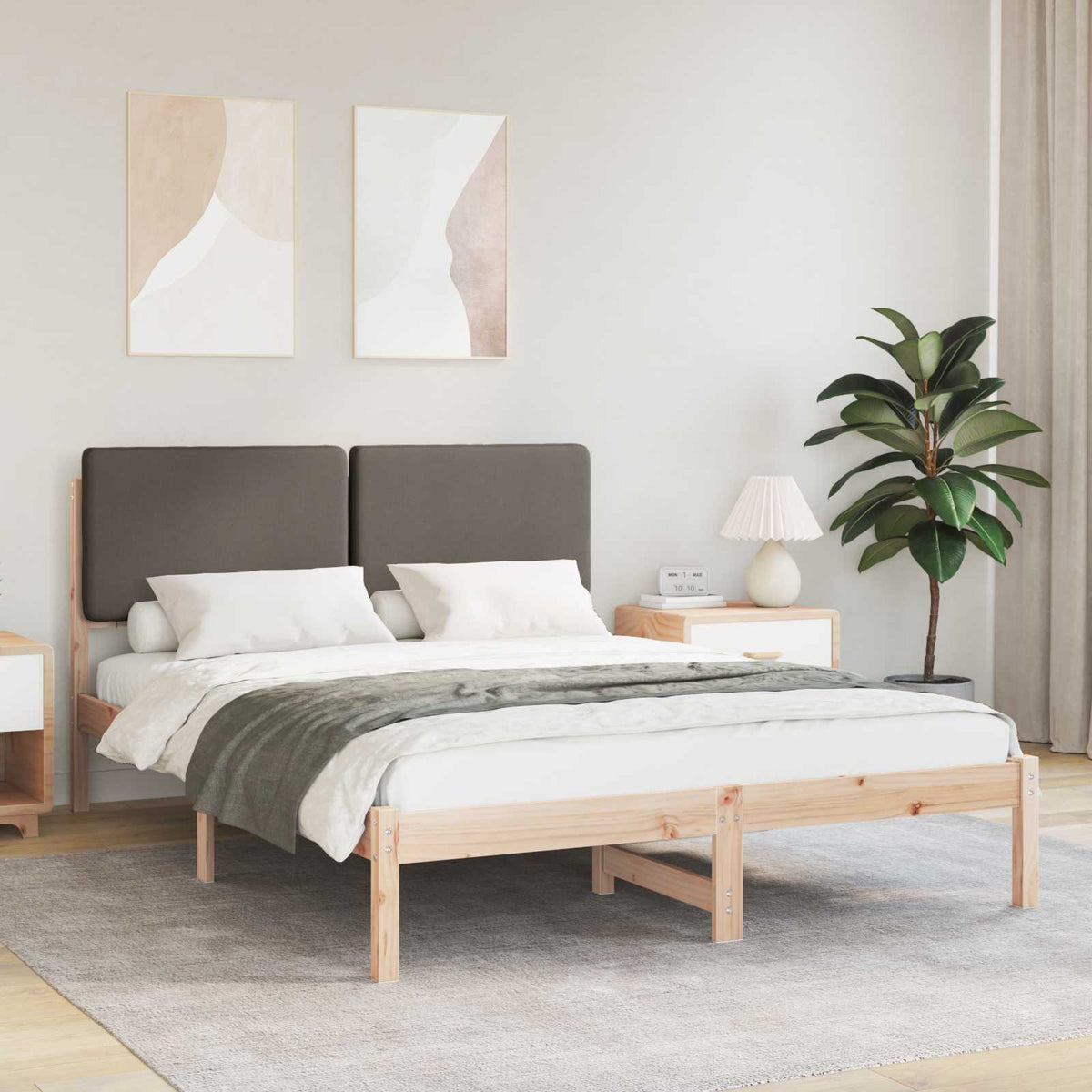 Bedframe met Gevoerd Hoofdgedeelte Taupe 140 x 200 cm is nu te koop bij PeponiXL, paradijselijk wonen!