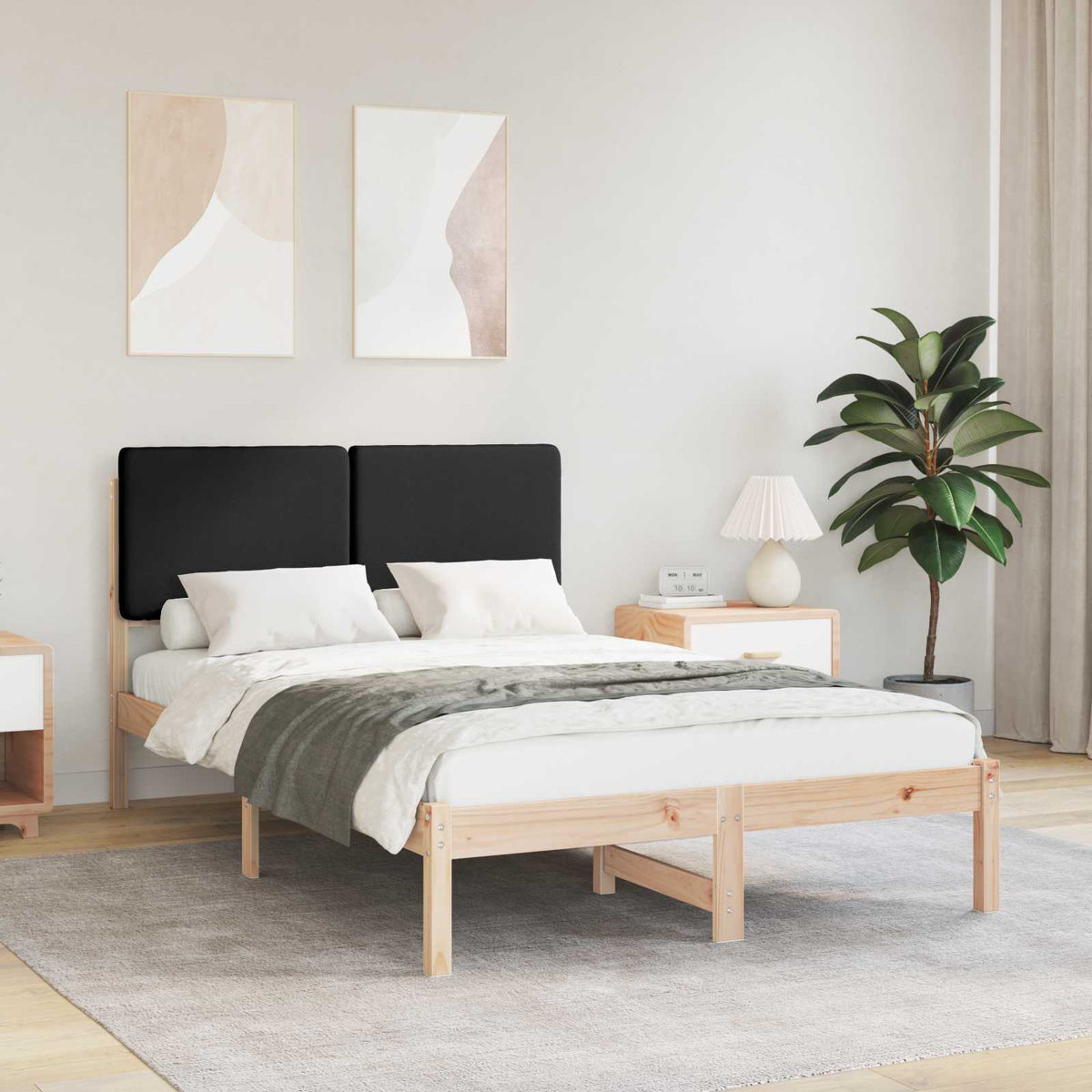 Bedframe met Gevoerd Hoofdgedeelte Zwart 120 x 200 cm is nu te koop bij PeponiXL, paradijselijk wonen!