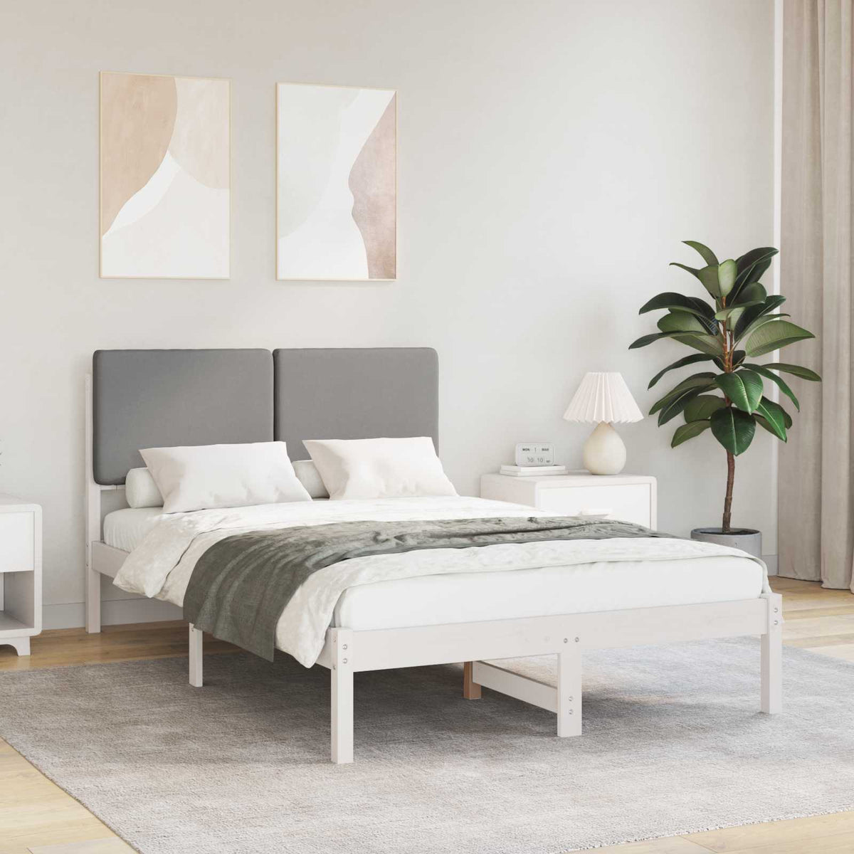 Bedframe met Gevoerd Hoofdgedeelte Lichtgrijs 120 x 200 cm is nu te koop bij PeponiXL, paradijselijk wonen!