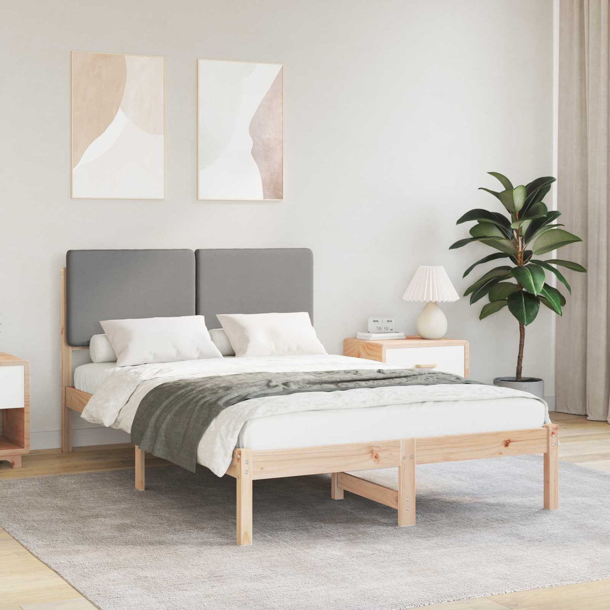Bedframe met Gevoerd Hoofdgedeelte Lichtgrijs 120 x 190 cm is nu te koop bij PeponiXL, paradijselijk wonen!