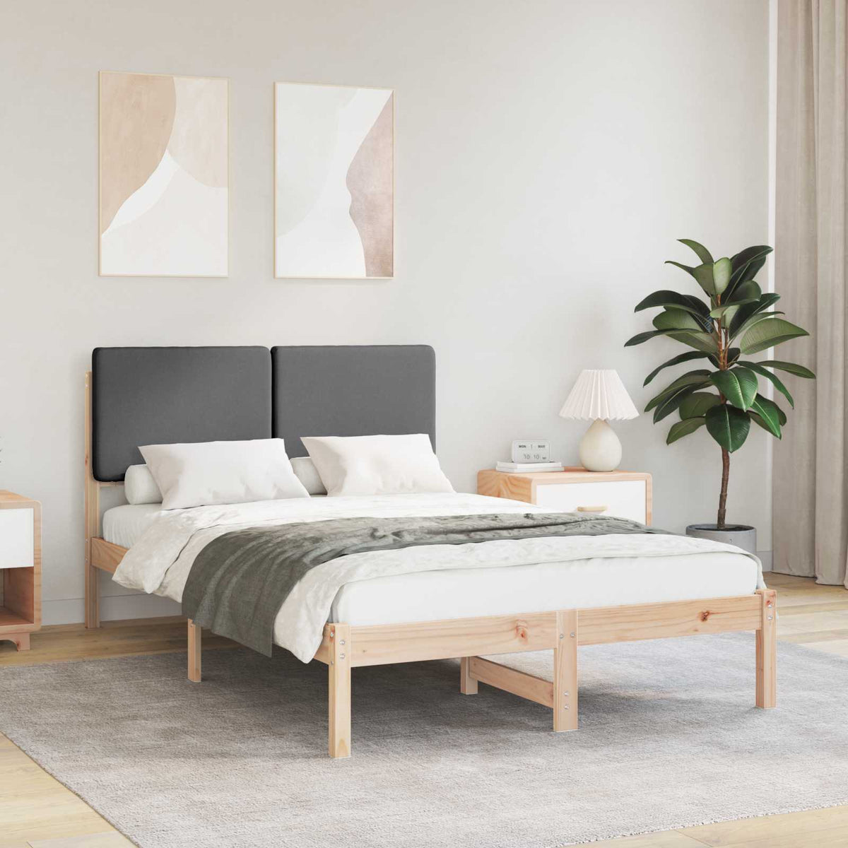 Bedframe met Gevoerd Hoofdgedeelte Donkergrijs 120 x 190 cm is nu te koop bij PeponiXL, paradijselijk wonen!