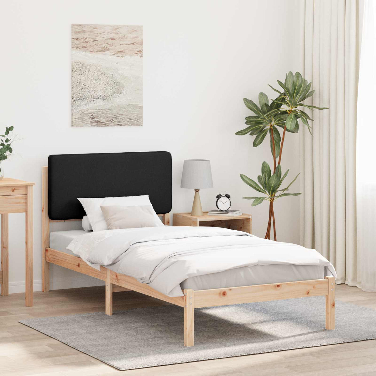 Bedframe met Gevoerd Hoofdgedeelte Zwart 90 x 200 cm is nu te koop bij PeponiXL, paradijselijk wonen!