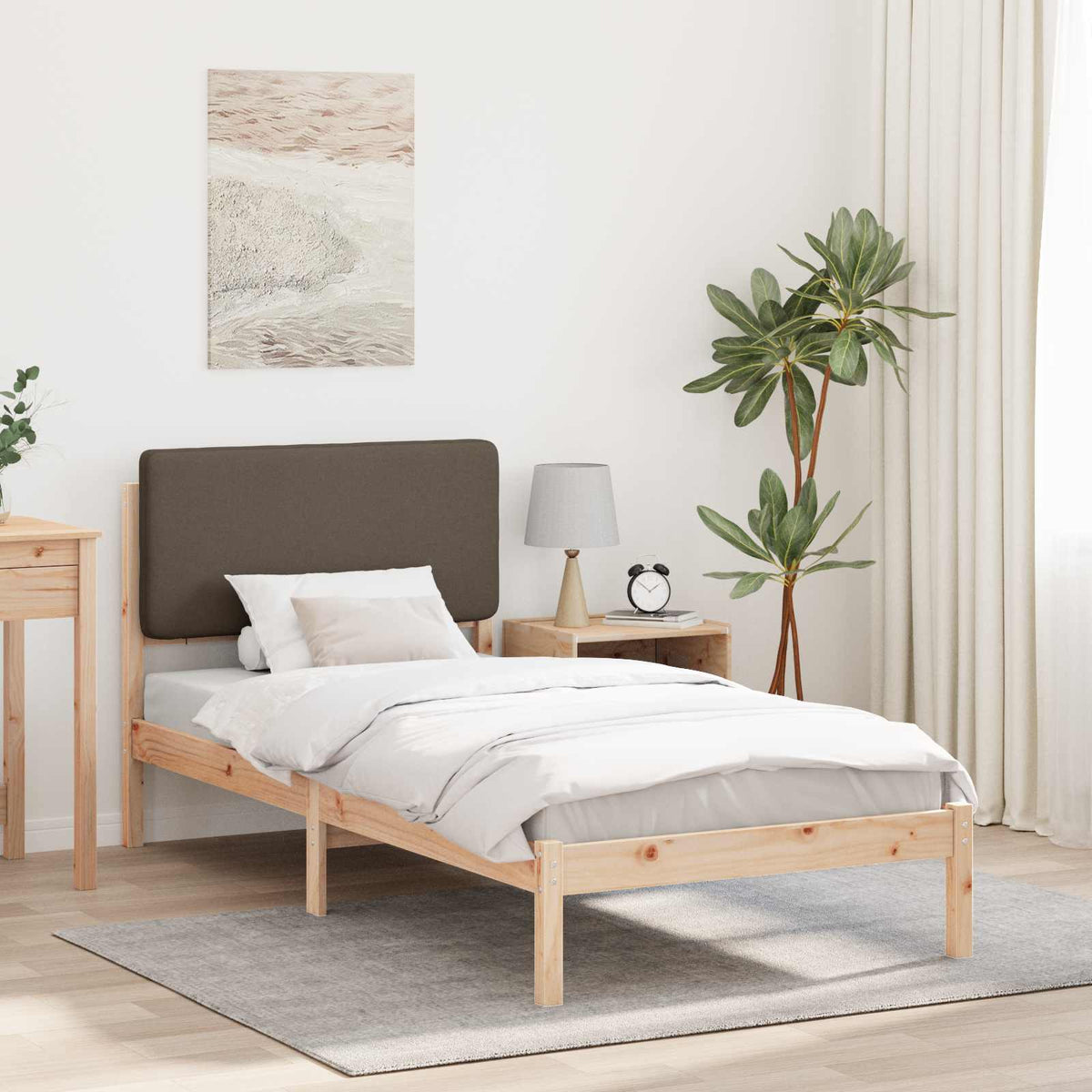 Bedframe met Gevoerd Hoofdgedeelte Taupe 90 x 200 cm is nu te koop bij PeponiXL, paradijselijk wonen!