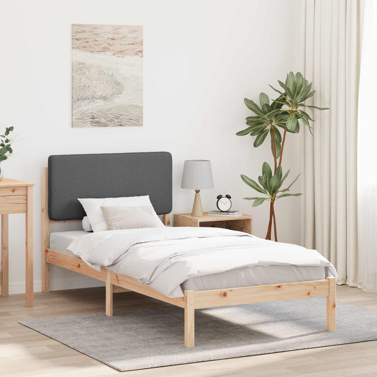 Bedframe met Gevoerd Hoofdgedeelte Donkergrijs 80 x 200 cm is nu te koop bij PeponiXL, paradijselijk wonen!