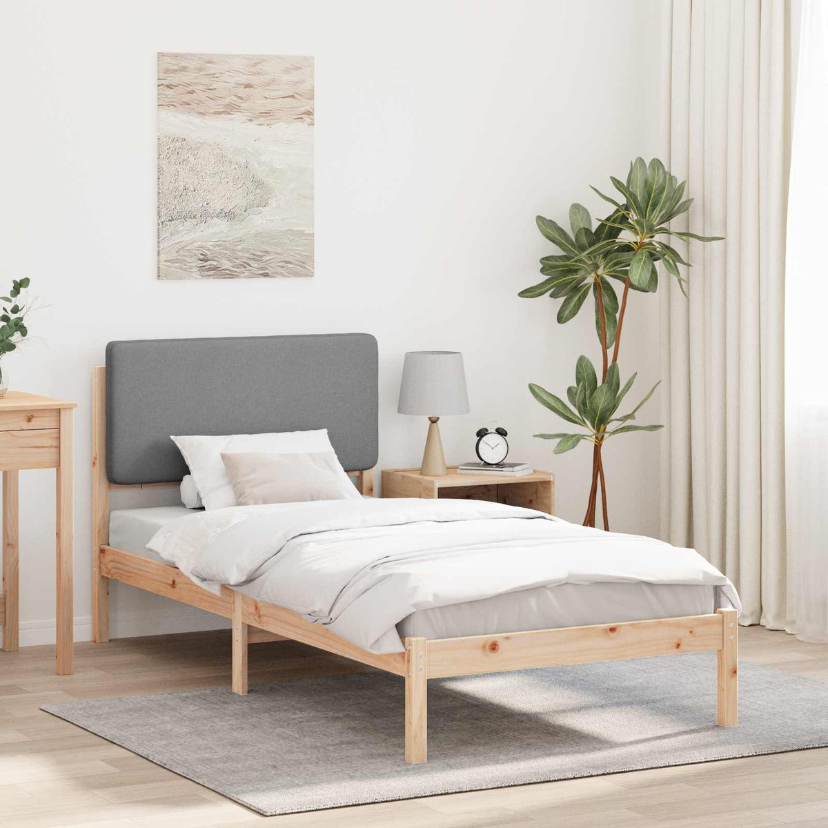 Bedframe met Gevoerd Hoofdgedeelte Lichtgrijs 90 x 190 cm is nu te koop bij PeponiXL, paradijselijk wonen!