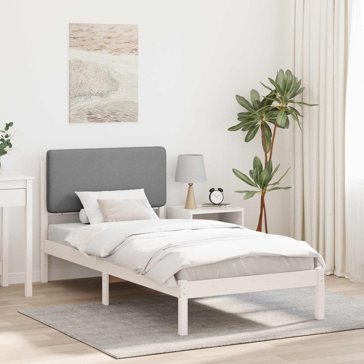 Bedframe met Gevoerd Hoofdgedeelte Lichtgrijs 75 x 190 cm is nu te koop bij PeponiXL, paradijselijk wonen!