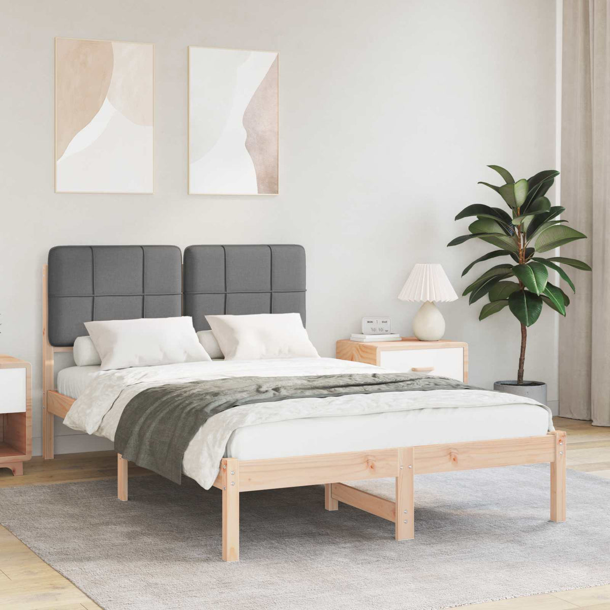 Bedframe met Gevoerd Hoofdgedeelte Donkergrijs 120 x 200 cm is nu te koop bij PeponiXL, paradijselijk wonen!