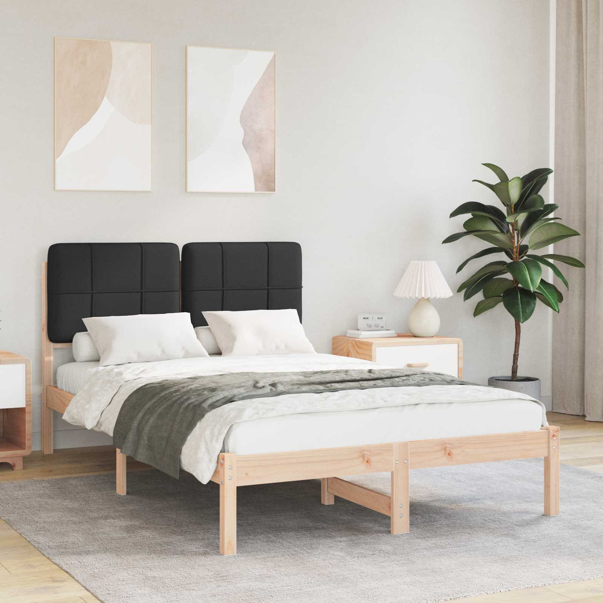 Bedframe met Gevoerd Hoofdgedeelte Zwart 120 x 200 cm is nu te koop bij PeponiXL, paradijselijk wonen!