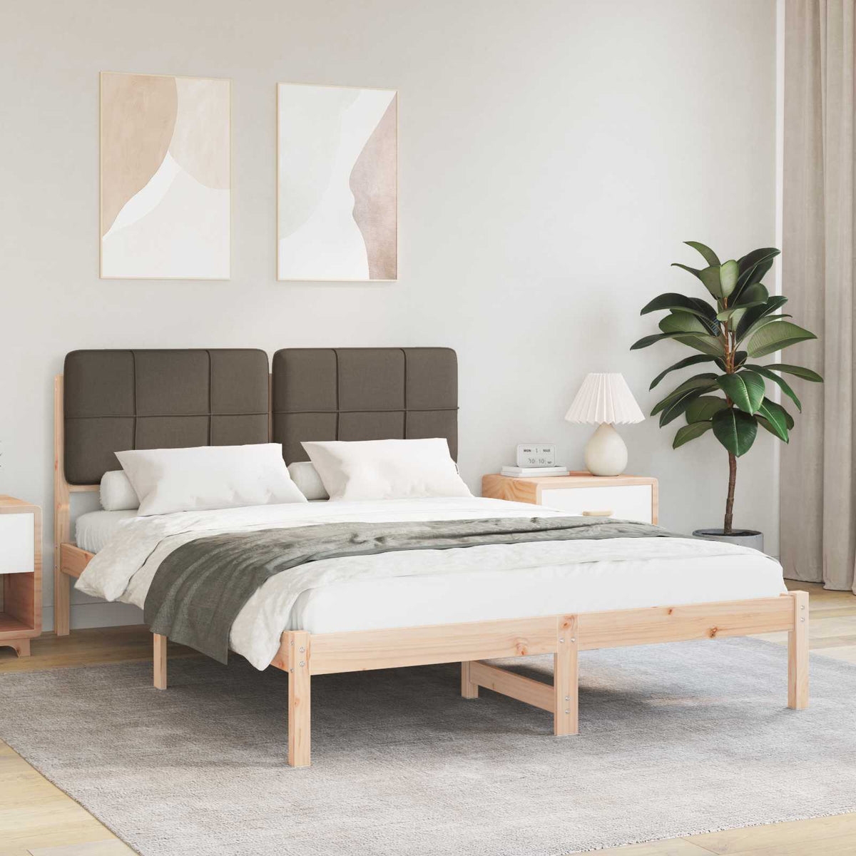 Bedframe met Gevoerd Hoofdgedeelte Taupe 140 x 190 cm is nu te koop bij PeponiXL, paradijselijk wonen!