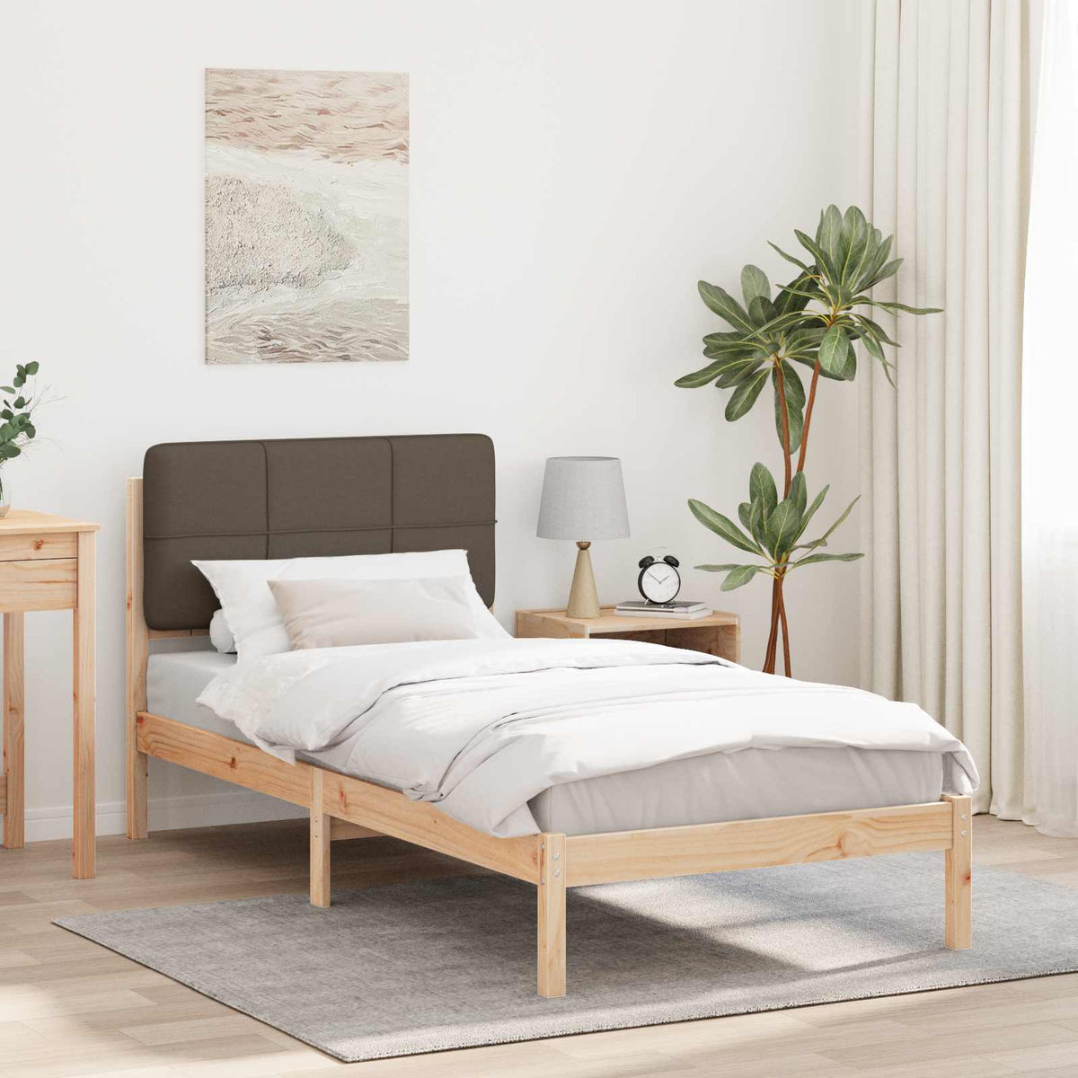 Bedframe met Gevoerd Hoofdgedeelte Taupe 90 x 190 cm is nu te koop bij PeponiXL, paradijselijk wonen!