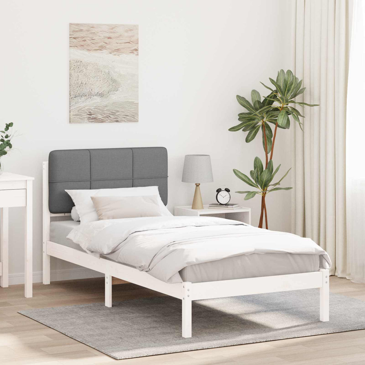 Bedframe met Gevoerd Hoofdgedeelte Lichtgrijs 75 x 190 cm is nu te koop bij PeponiXL, paradijselijk wonen!