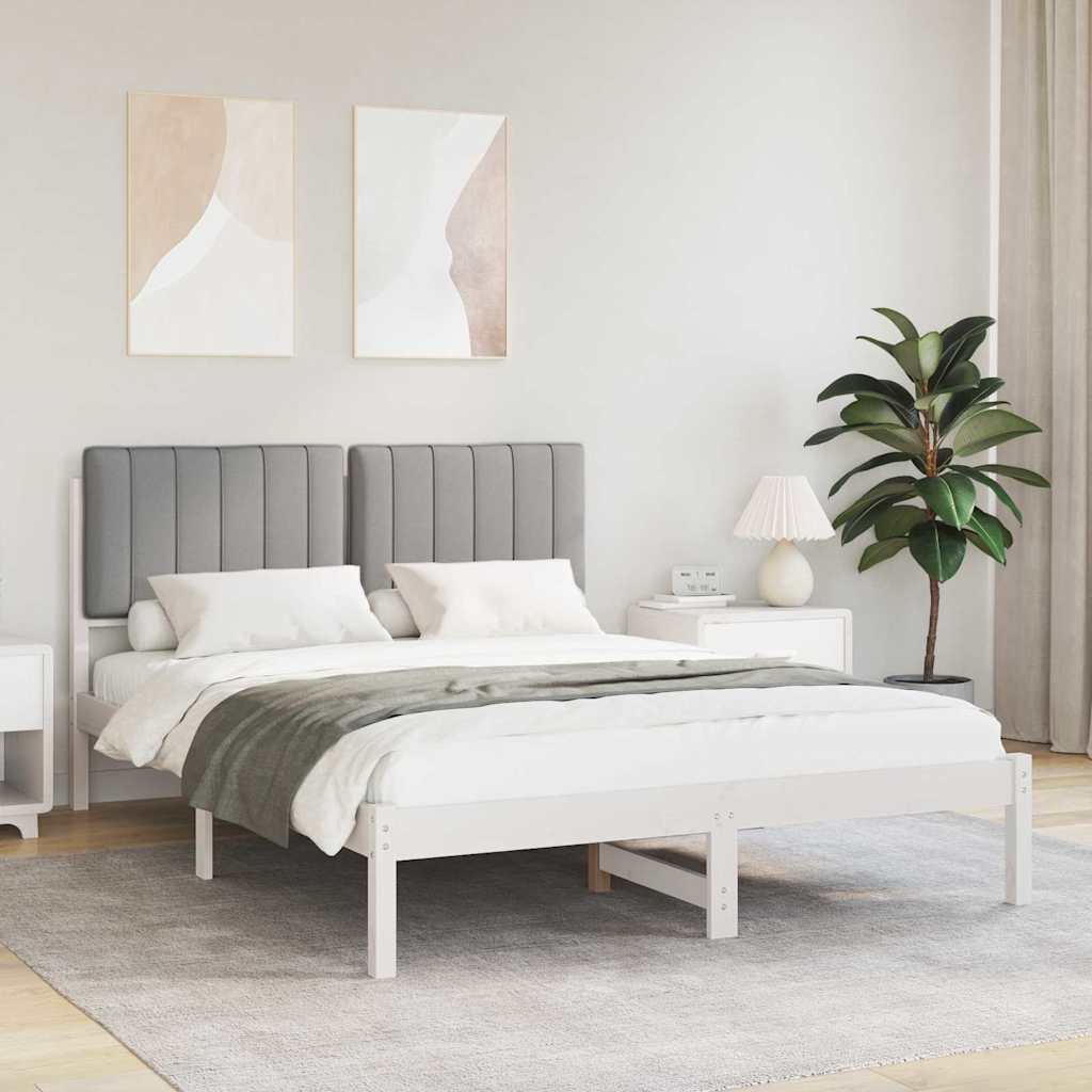 Bedframe met Gevoerd Hoofdgedeelte Lichtgrijs 140 x 200 cm is nu te koop bij PeponiXL, paradijselijk wonen!