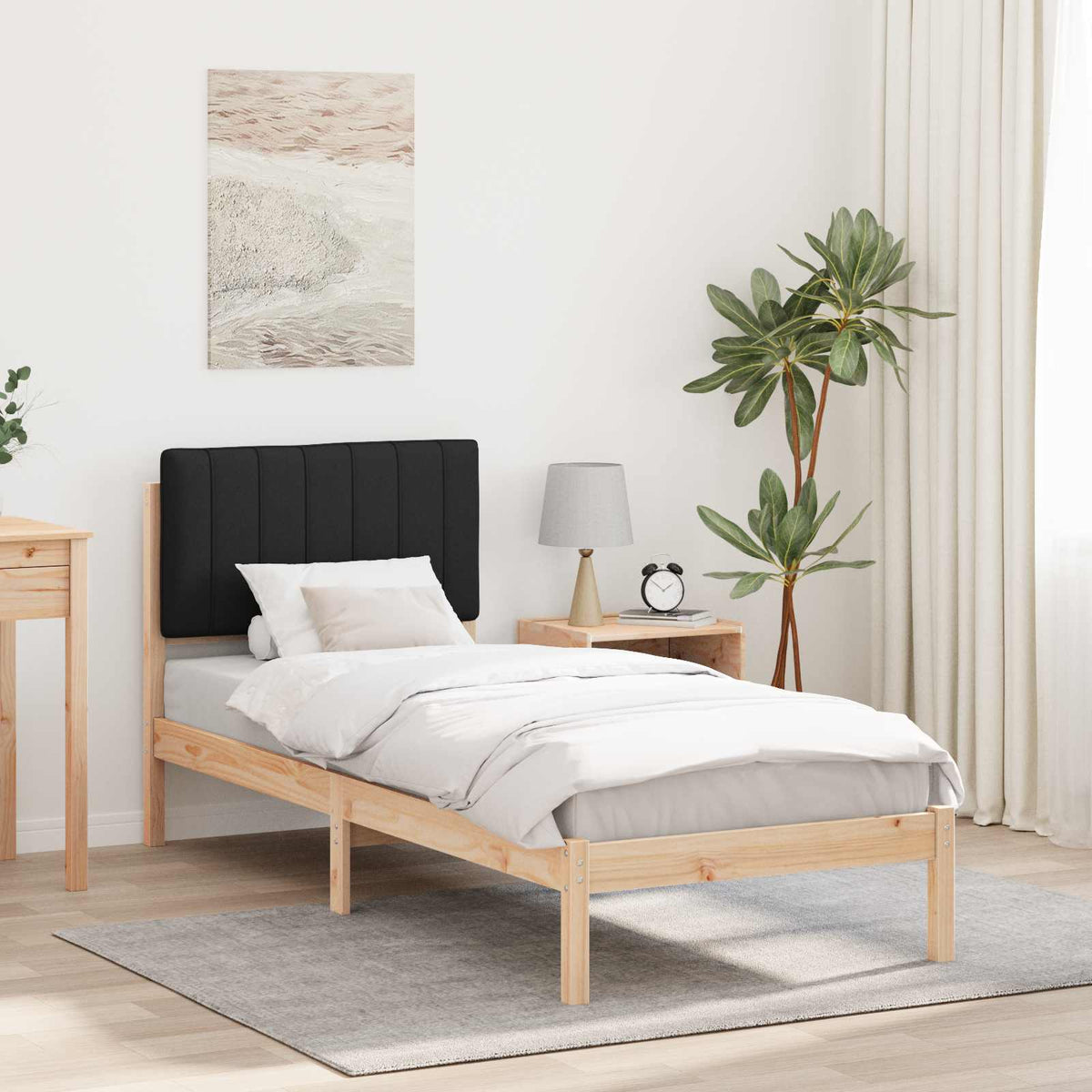 Bedframe met Gevoerd Hoofdgedeelte Zwart 80 x 200 cm is nu te koop bij PeponiXL, paradijselijk wonen!