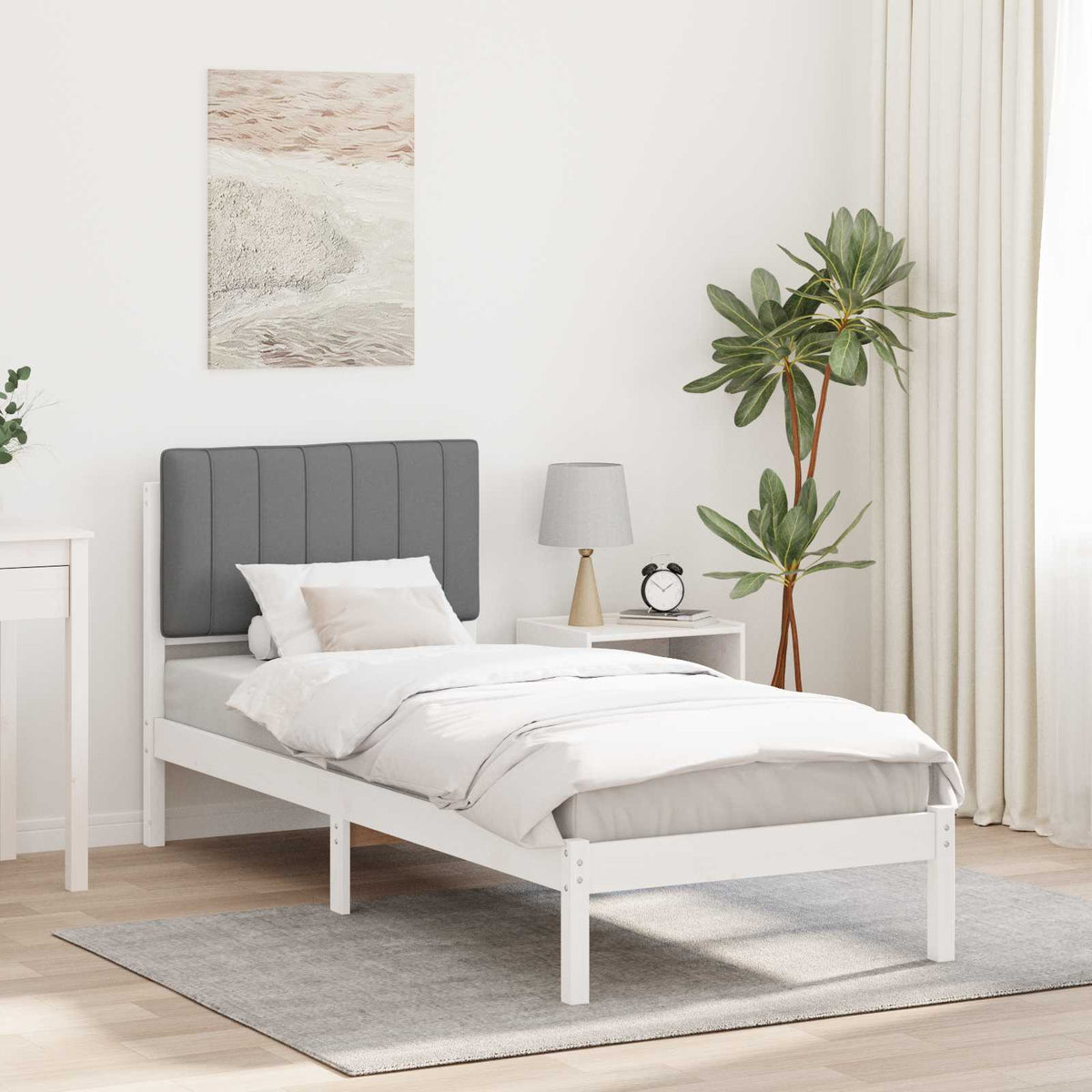 Bedframe met Gevoerd Hoofdgedeelte Lichtgrijs 80 x 200 cm is nu te koop bij PeponiXL, paradijselijk wonen!