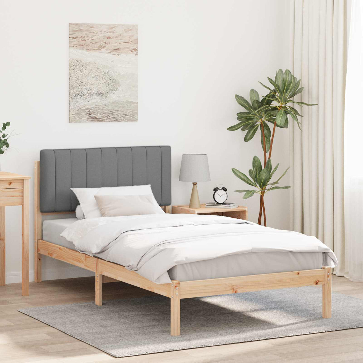 Bedframe met Gevoerd Hoofdgedeelte Lichtgrijs 90 x 190 cm is nu te koop bij PeponiXL, paradijselijk wonen!