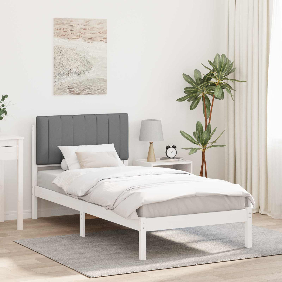 Bedframe met Gevoerd Hoofdgedeelte Lichtgrijs 90 x 190 cm is nu te koop bij PeponiXL, paradijselijk wonen!