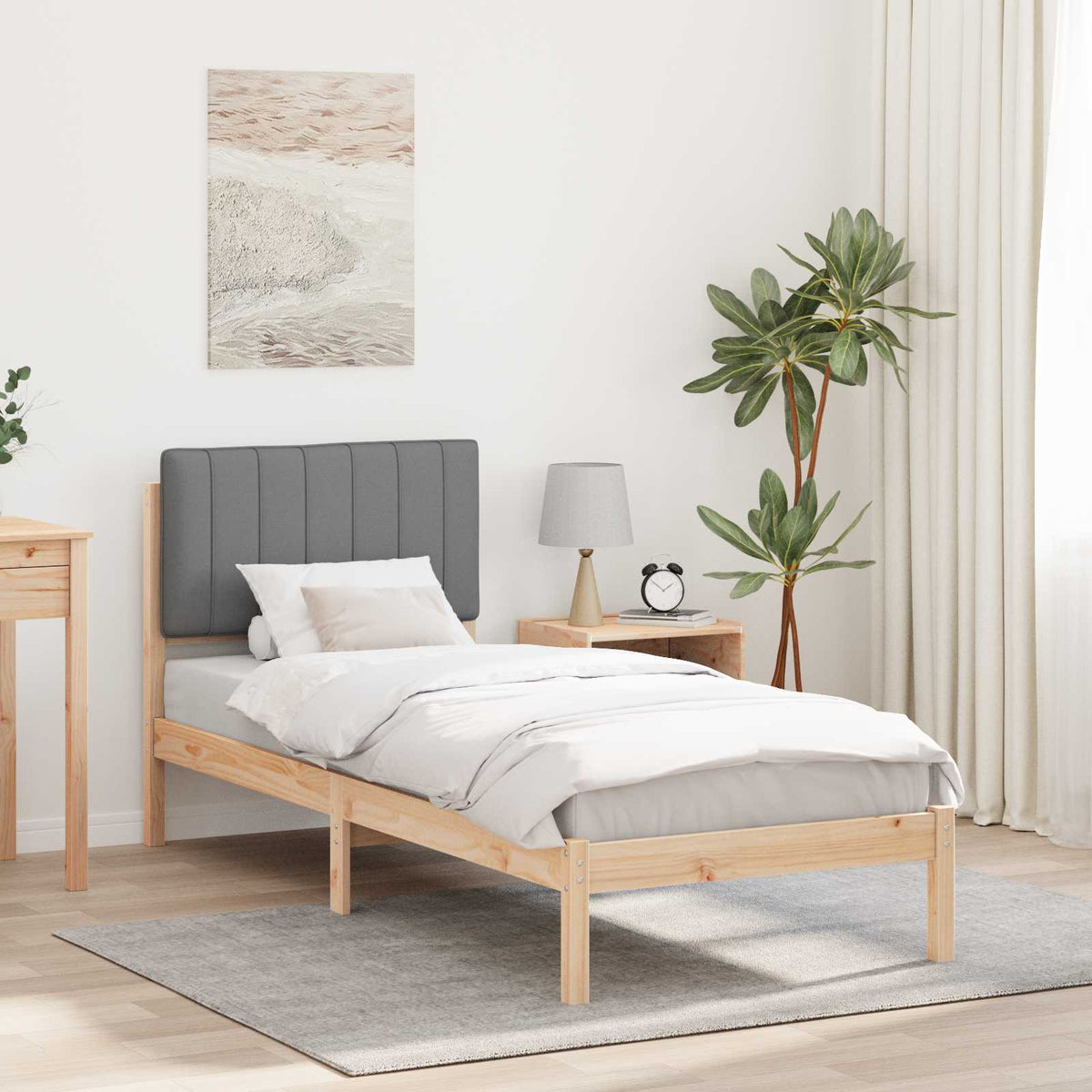 Bedframe met Gevoerd Hoofdgedeelte Lichtgrijs 75 x 190 cm is nu te koop bij PeponiXL, paradijselijk wonen!