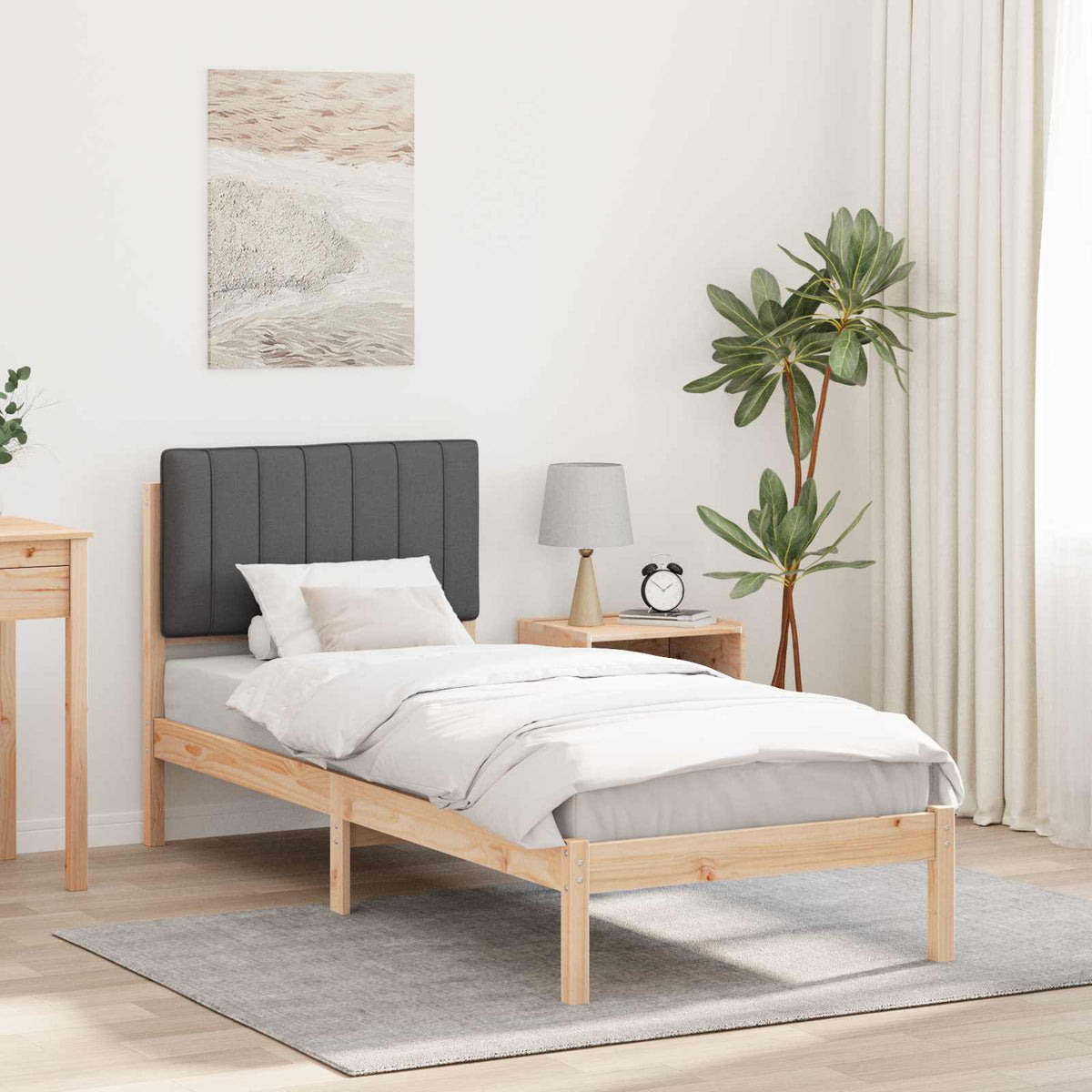 Bedframe met Gevoerd Hoofdgedeelte Donkergrijs 75 x 190 cm is nu te koop bij PeponiXL, paradijselijk wonen!