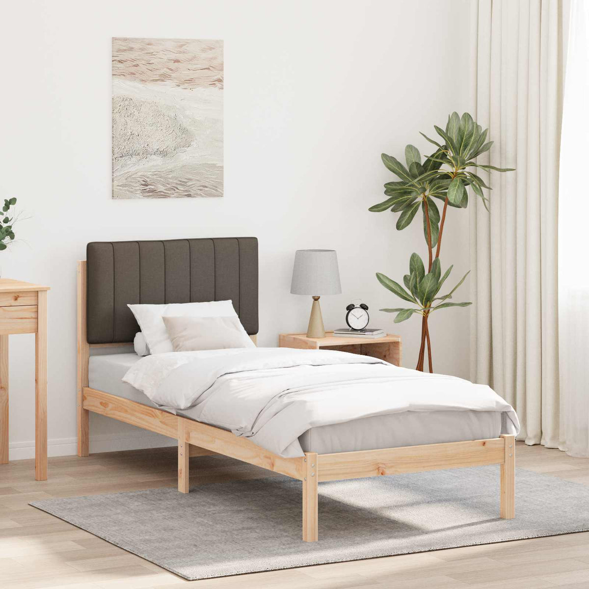 Bedframe met Gevoerd Hoofdgedeelte Taupe 75 x 190 cm is nu te koop bij PeponiXL, paradijselijk wonen!