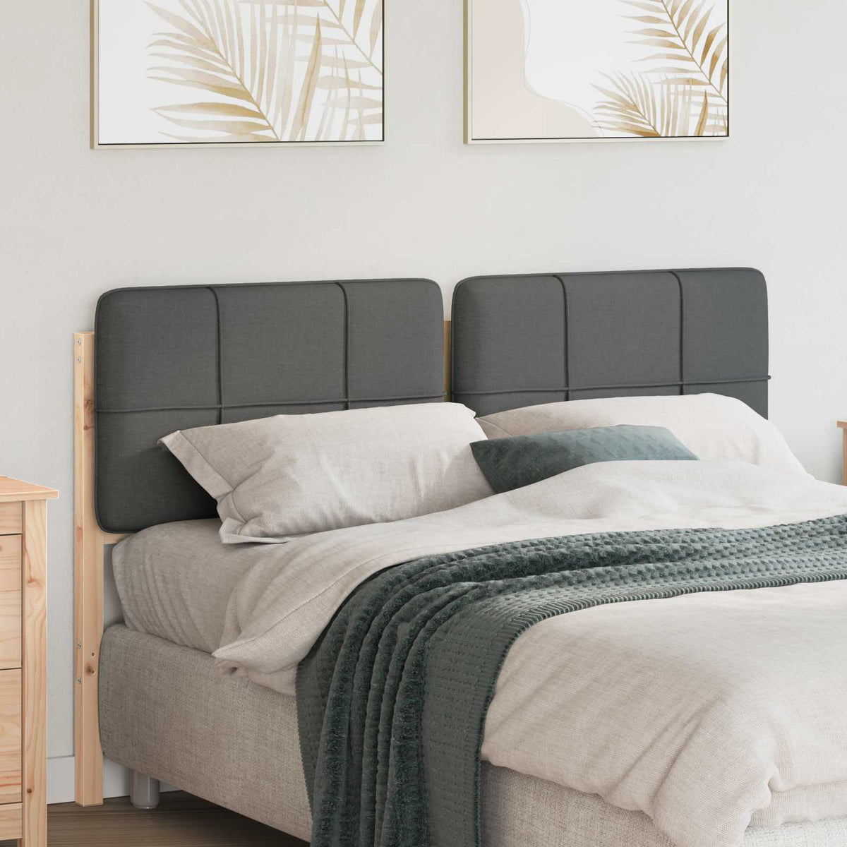 Gestoffeerd hoofdbord Bruin en Licht Grijs 160 cm is nu te koop bij PeponiXL, paradijselijk wonen!