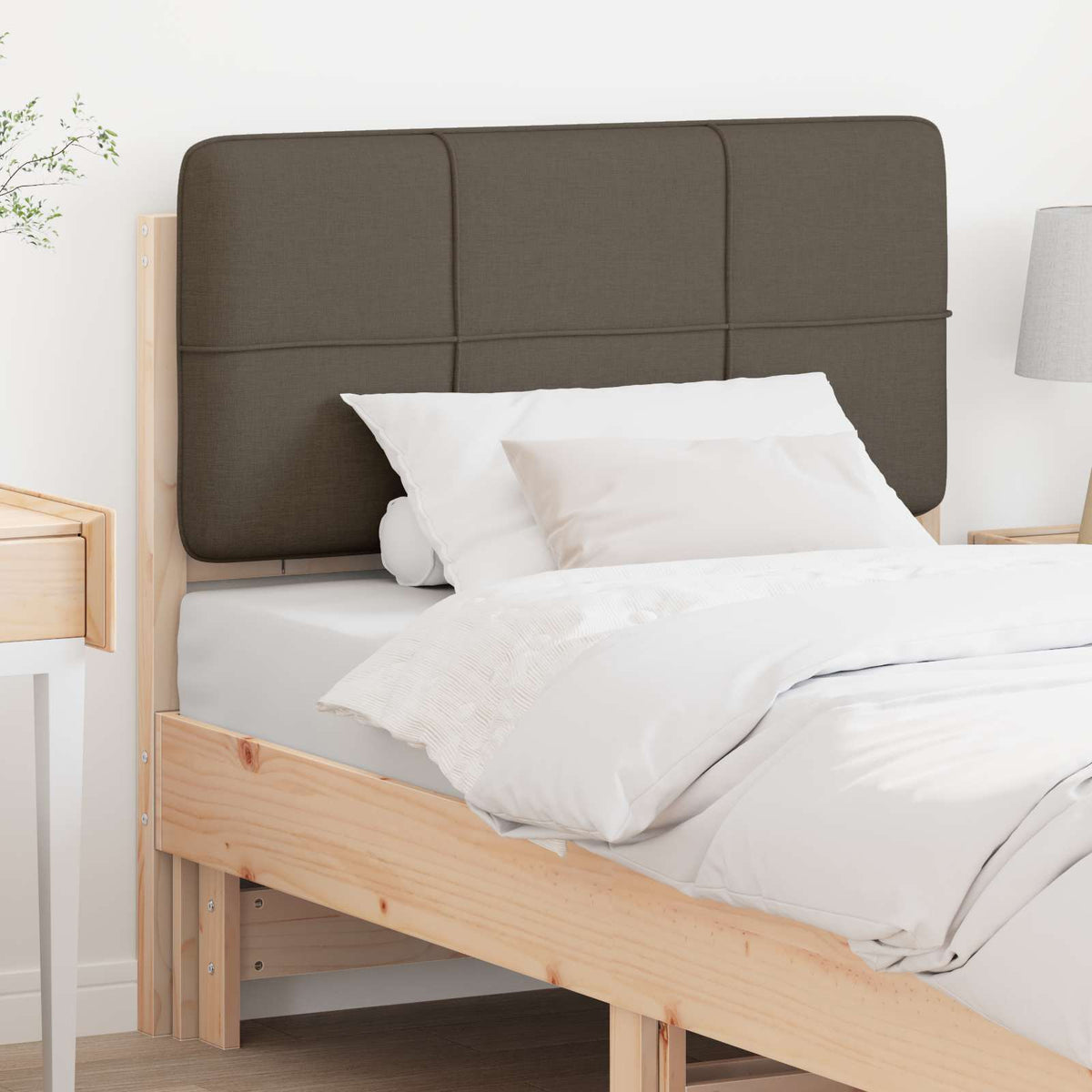 Gestoffeerd hoofdbord Bruin en Taupe 90 cm Massief grenenhout is nu te koop bij PeponiXL, paradijselijk wonen!