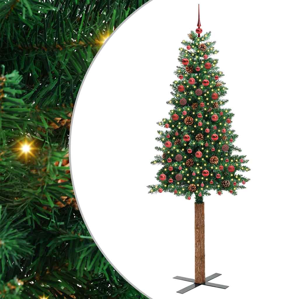 Slanke Kerstboom Groen 210 cm PVC en massief dennenhout is nu te koop bij PeponiXL, paradijselijk wonen!