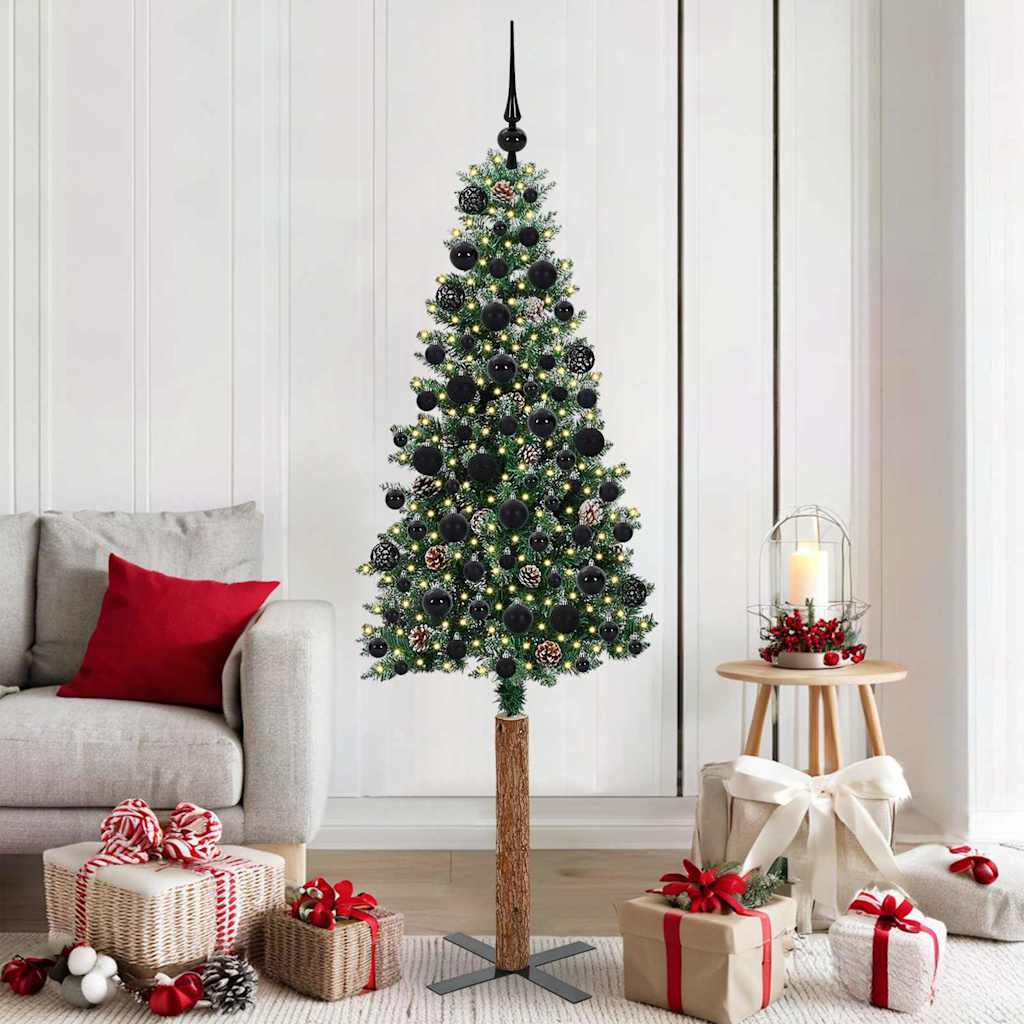 Slanke Kerstboom Groen 180 cm PVC en massief dennenhout is nu te koop bij PeponiXL, paradijselijk wonen!