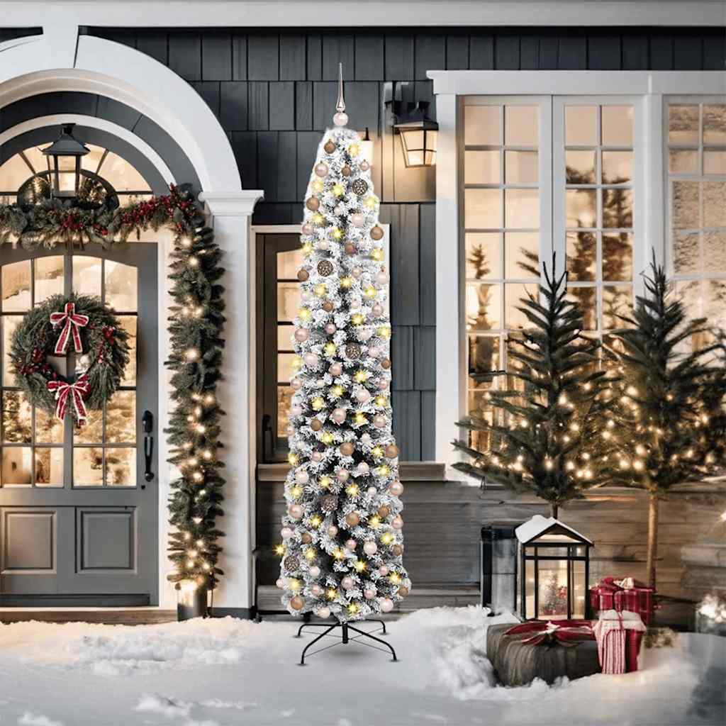 Kunstkerstboom met led-verlichting Groen en wit 210 cm is nu te koop bij PeponiXL, paradijselijk wonen!