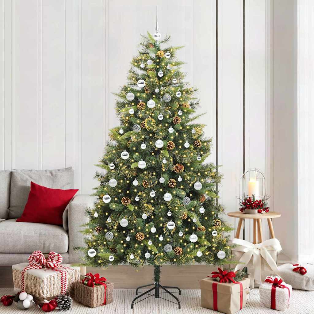 Kunstmatige Scharnier Kerstboom met Cones Groen 210 cm is nu te koop bij PeponiXL, paradijselijk wonen!