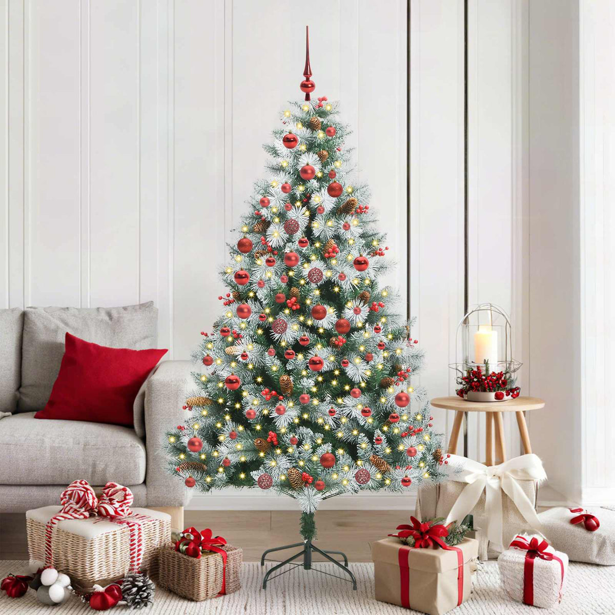 Kunstkerstboom Groen en wit 180 cm PVC en Metaal en Plastic is nu te koop bij PeponiXL, paradijselijk wonen!