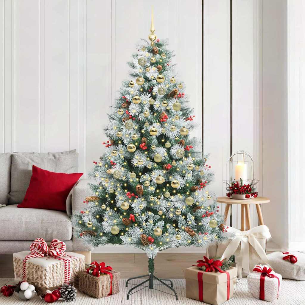 Kunstkerstboom Groen en wit 180 cm PVC en Metaal en Plastic is nu te koop bij PeponiXL, paradijselijk wonen!