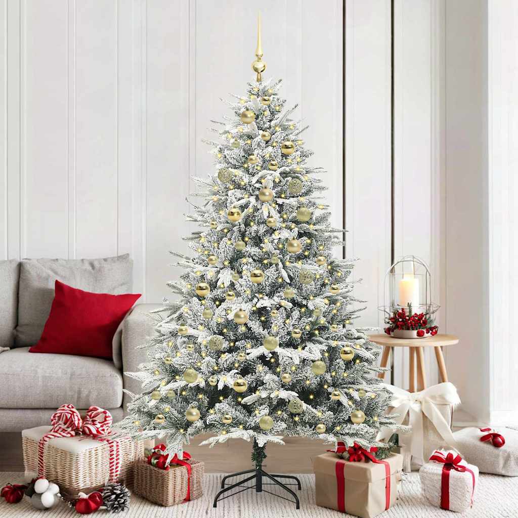 vidaXL Artificial Pre-lit Kerstboom met Ballenset Groen 180 cm