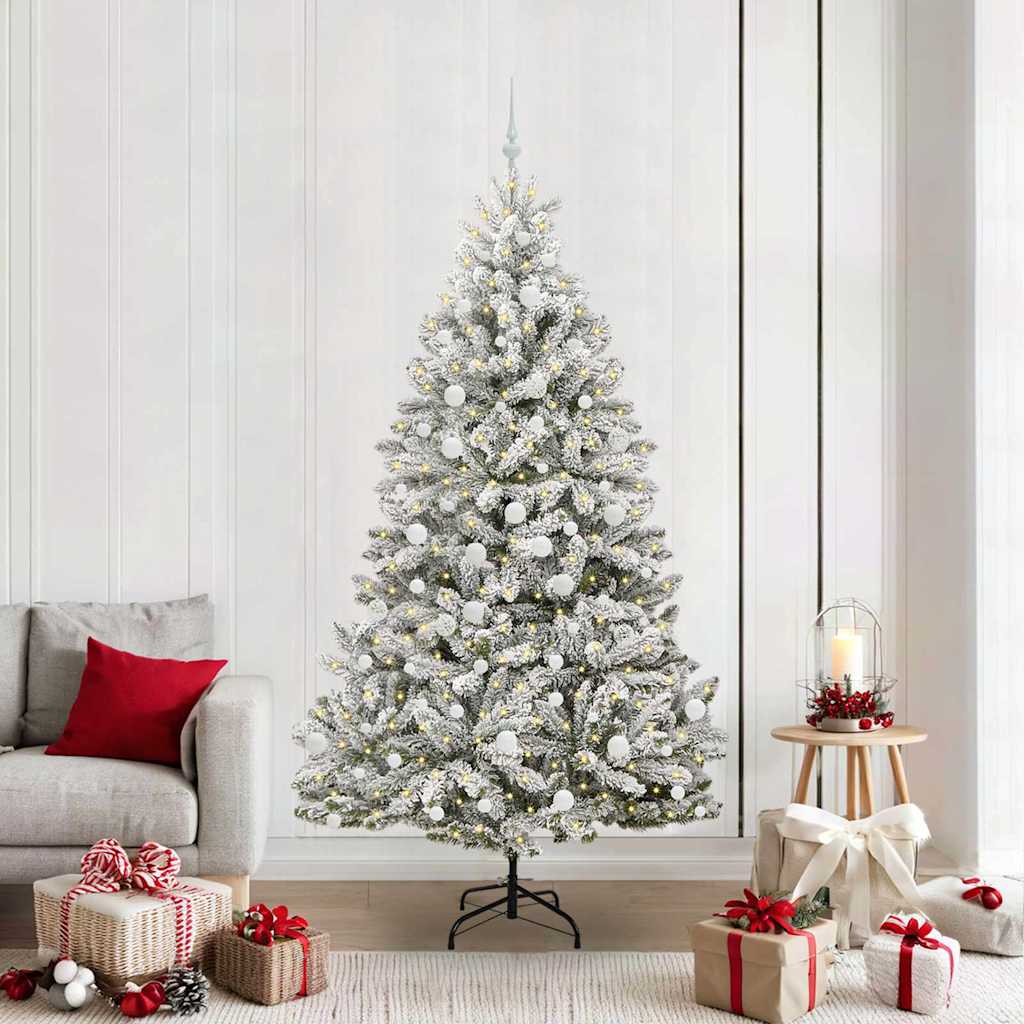 Kunstkerstboom met 300 LED Groen en Wit 210 cm PVC en Metaal is nu te koop bij PeponiXL, paradijselijk wonen!