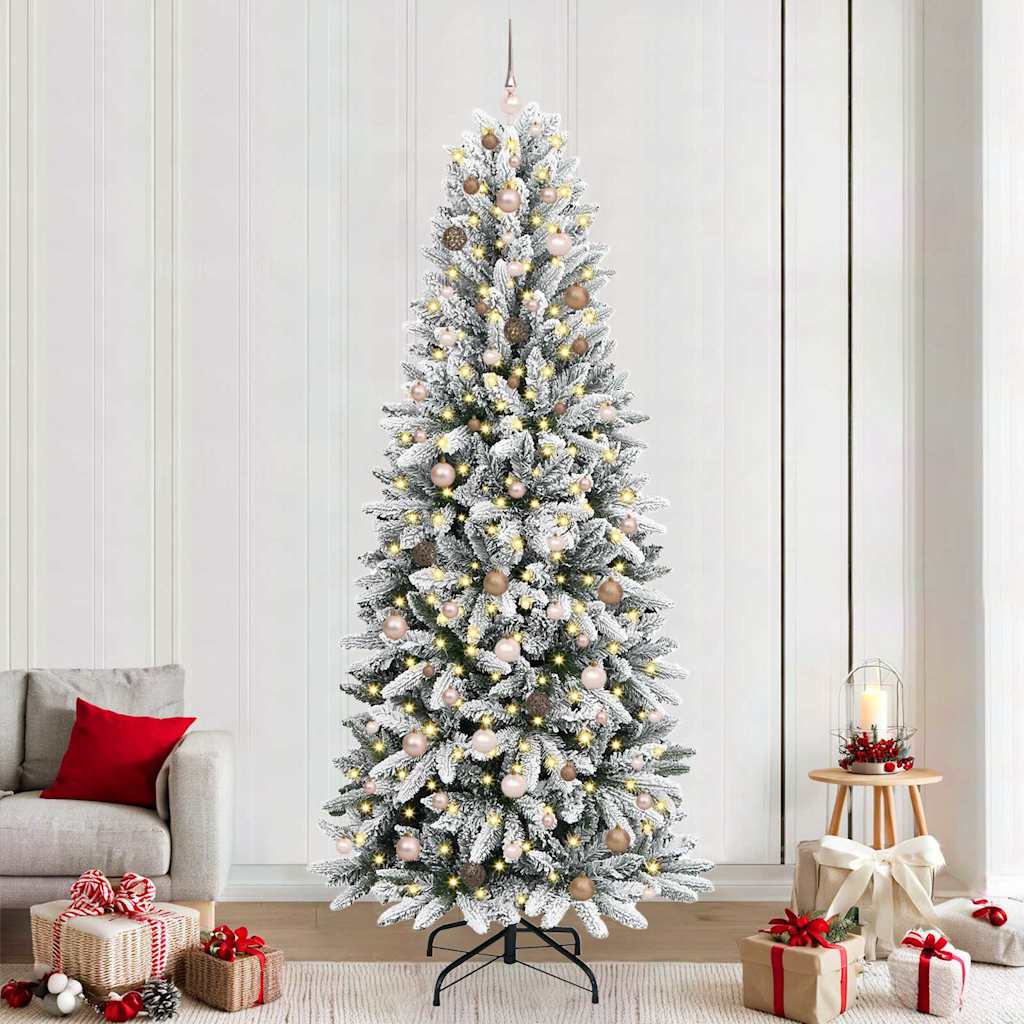 Kunstkerstboom Wit 240 cm PVC en Plastic en Staal en PE is nu te koop bij PeponiXL, paradijselijk wonen!