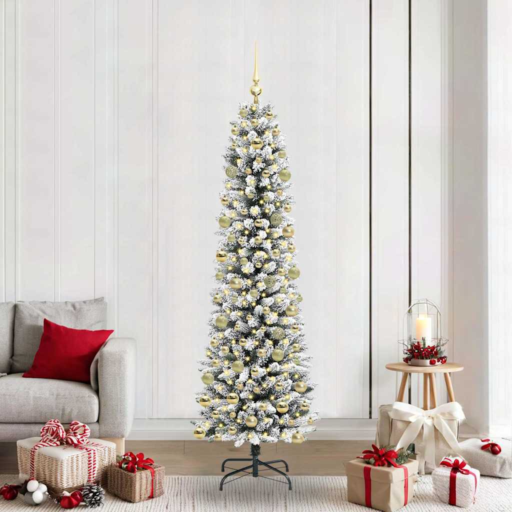 vidaXL Kunstkerstboom Wit 210 cm PVC en Metaal en Plastic