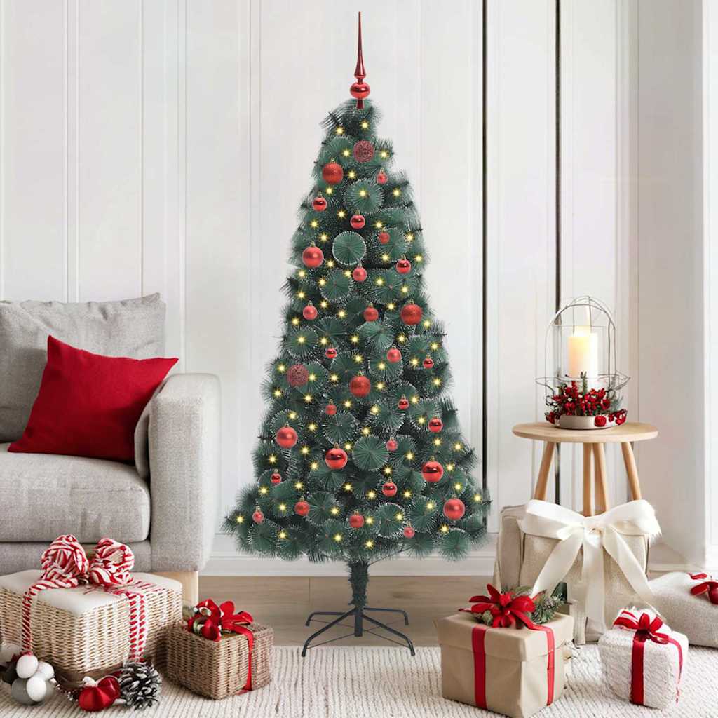 Kunstmatige Voorverlichte Kerstboom met Ballenset Groen 150 cm is nu te koop bij PeponiXL, paradijselijk wonen!
