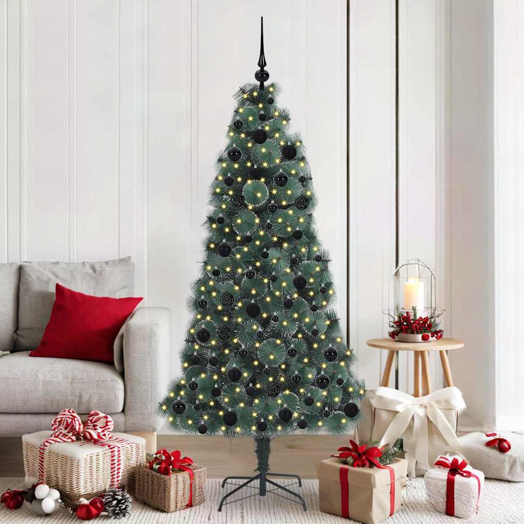 Kunst Kerstboom met Verlichting en Bal Set Groen 180 cm PET is nu te koop bij PeponiXL, paradijselijk wonen!