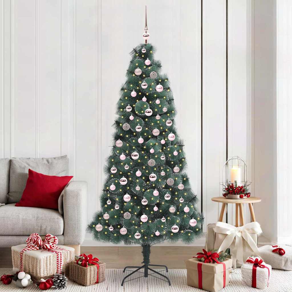 Kunstmatige voorverlichte kerstboom met ballenset Groen 210 cm is nu te koop bij PeponiXL, paradijselijk wonen!