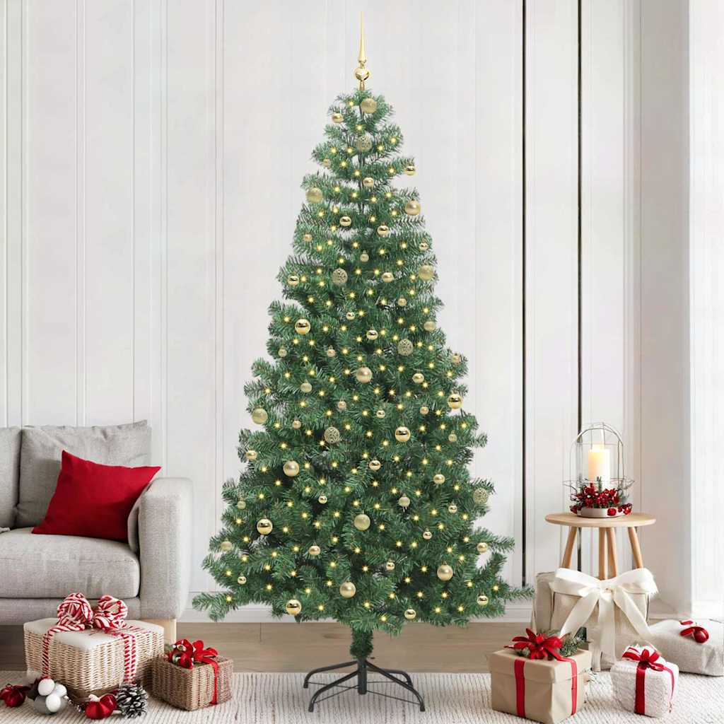 Kerstboom met ledverlichting Groen 240 cm PVC en staal is nu te koop bij PeponiXL, paradijselijk wonen!