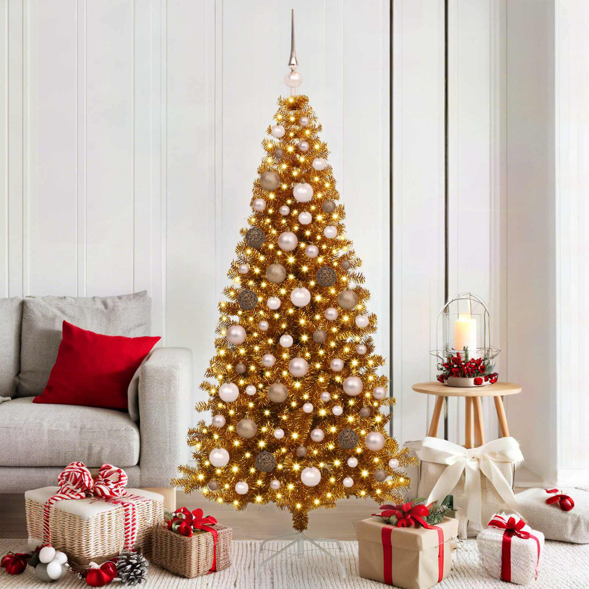 Kerstboom met ledverlichting Goud 180 cm PET en staal is nu te koop bij PeponiXL, paradijselijk wonen!