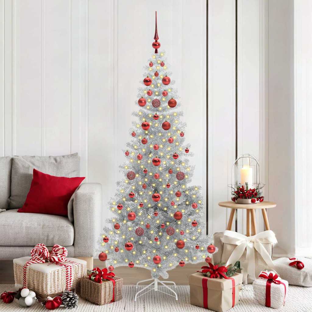 Kerstboom met ledverlichting zilver 180 cm PET en staal is nu te koop bij PeponiXL, paradijselijk wonen!