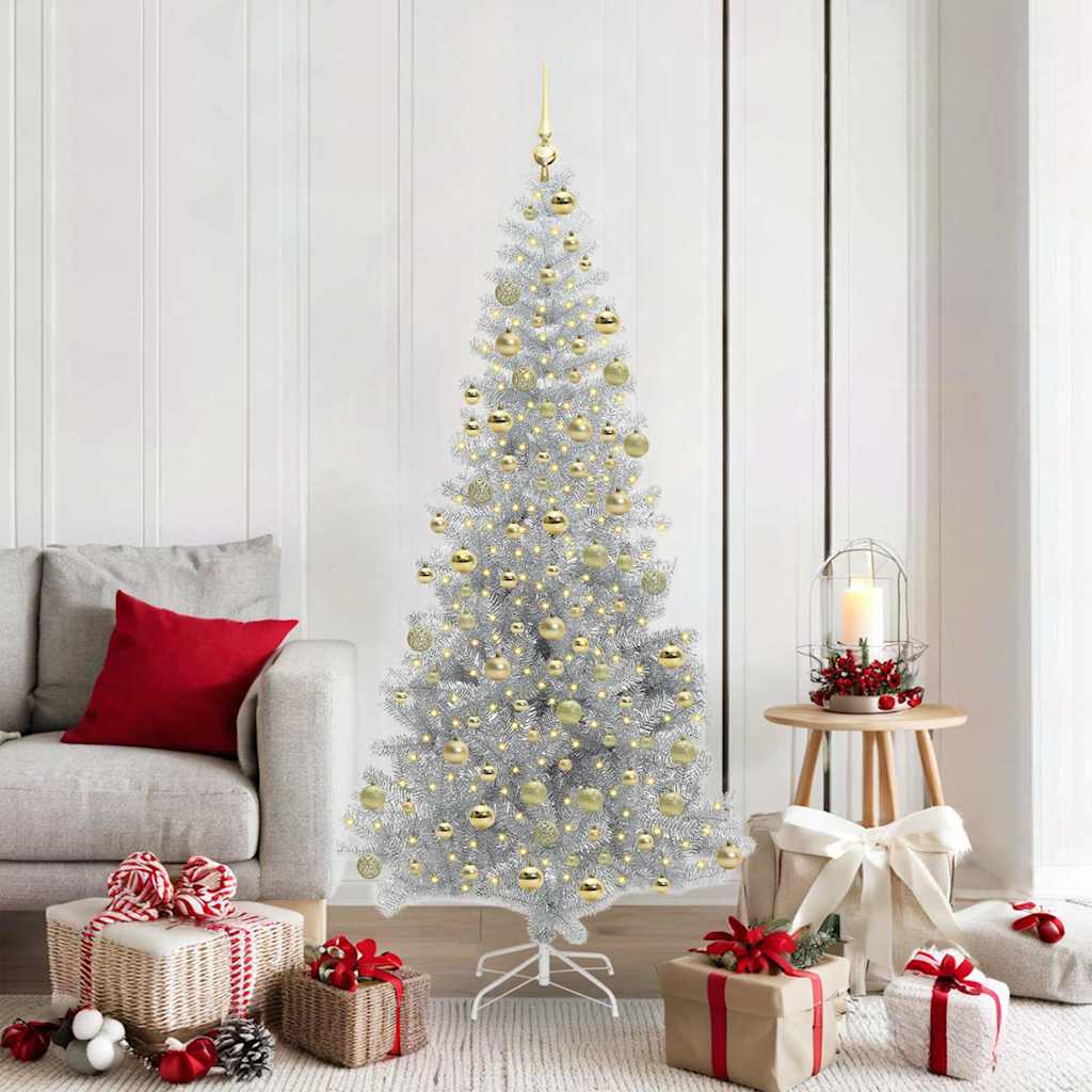 Kerstboom met ledverlichting zilver 180 cm PET en staal is nu te koop bij PeponiXL, paradijselijk wonen!