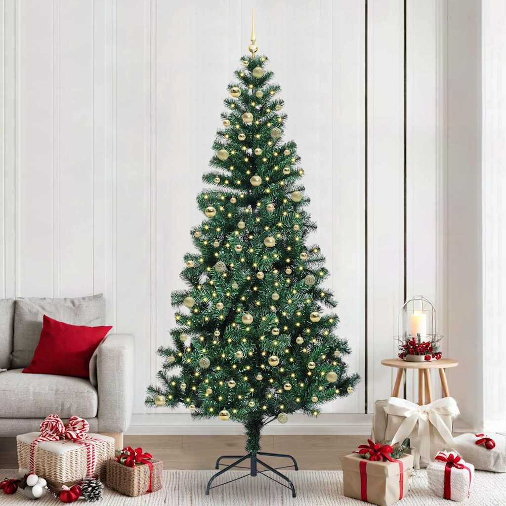 Kunstmatig Voorverlicht Kerstboom Groen 240 cm PVC en Metaal is nu te koop bij PeponiXL, paradijselijk wonen!