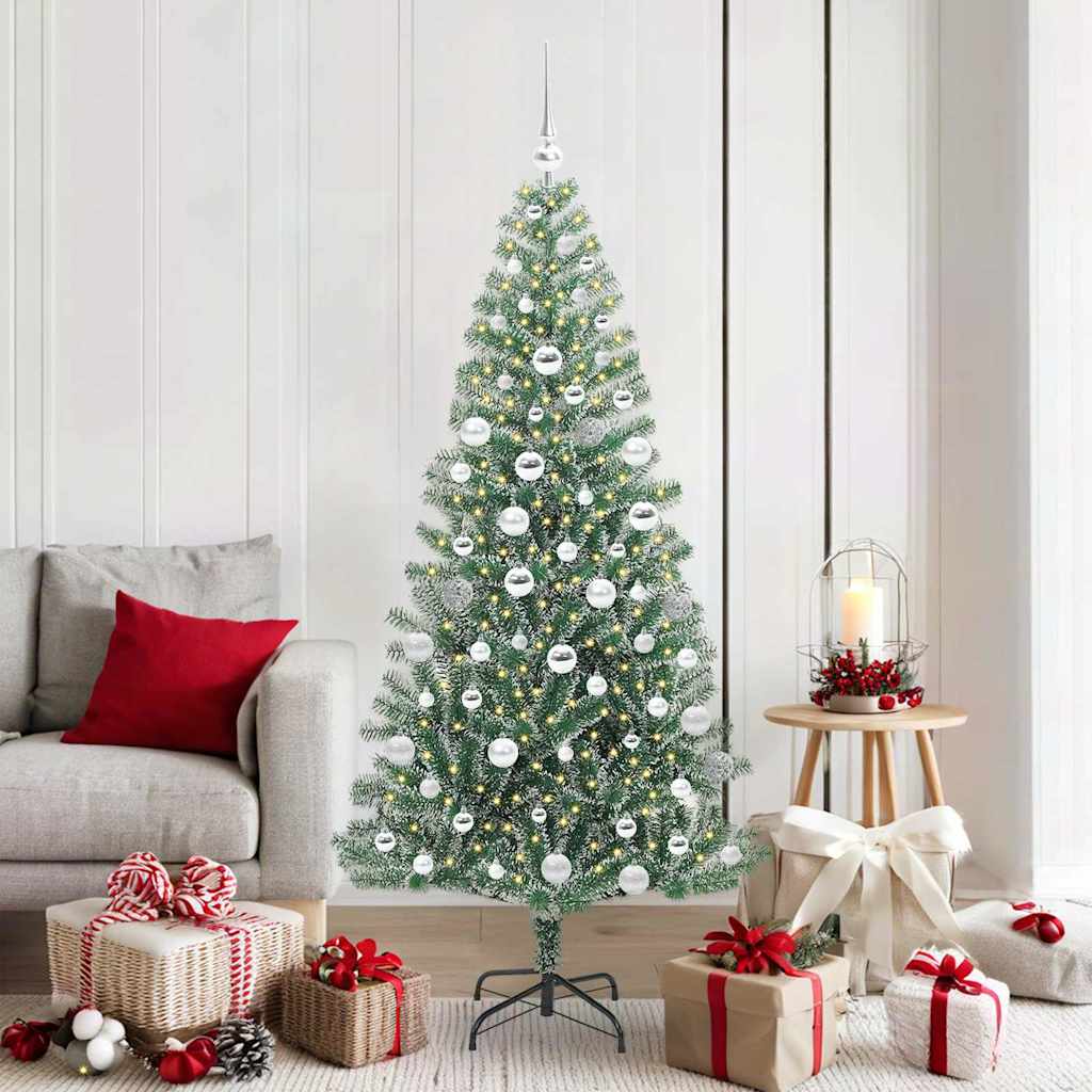 Kunstmatige Kerstboom Sneeuw Gevlochten met LED Licht 180 cm is nu te koop bij PeponiXL, paradijselijk wonen!