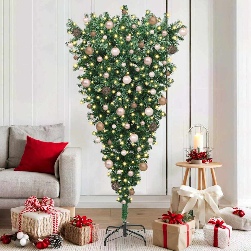 Upside-down Kunstkerstboom met Ballenset Groen 180 cm PVC is nu te koop bij PeponiXL, paradijselijk wonen!